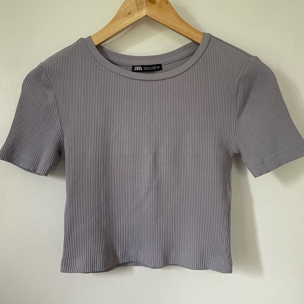 Zara Women's Ribbed Lavender Crop Top